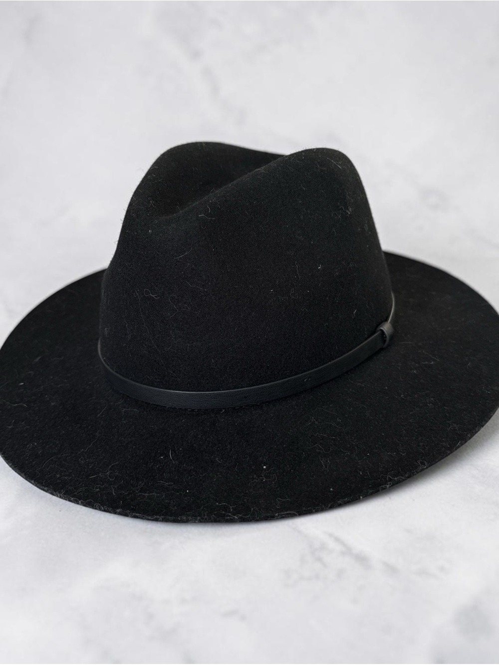 Banana Republic Black Wool Felt Fedora Hat L/XL Wide Brim never worn.